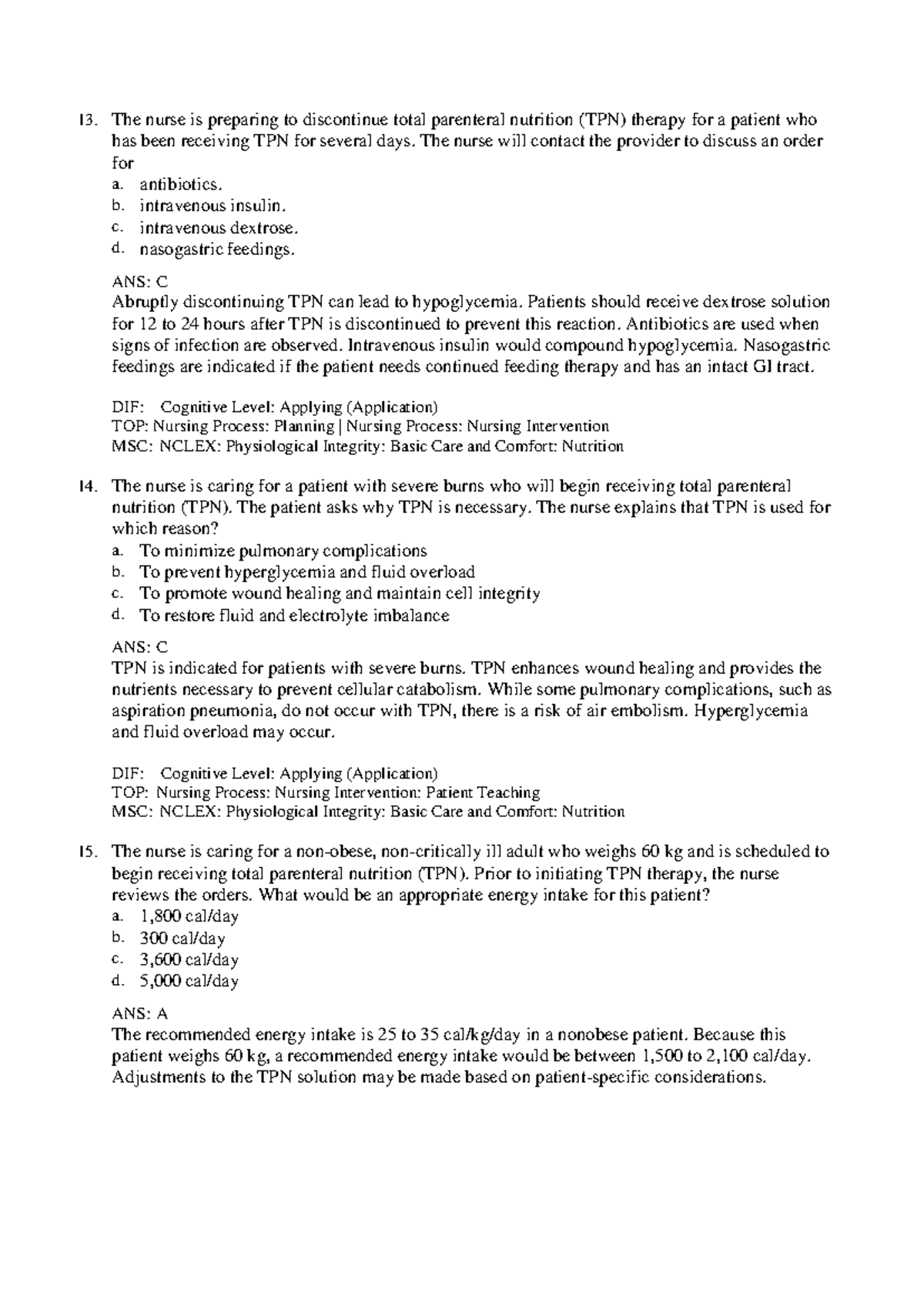 Nursing Process: TPN Management & Patient Care (NUR 9780323793155 ...
