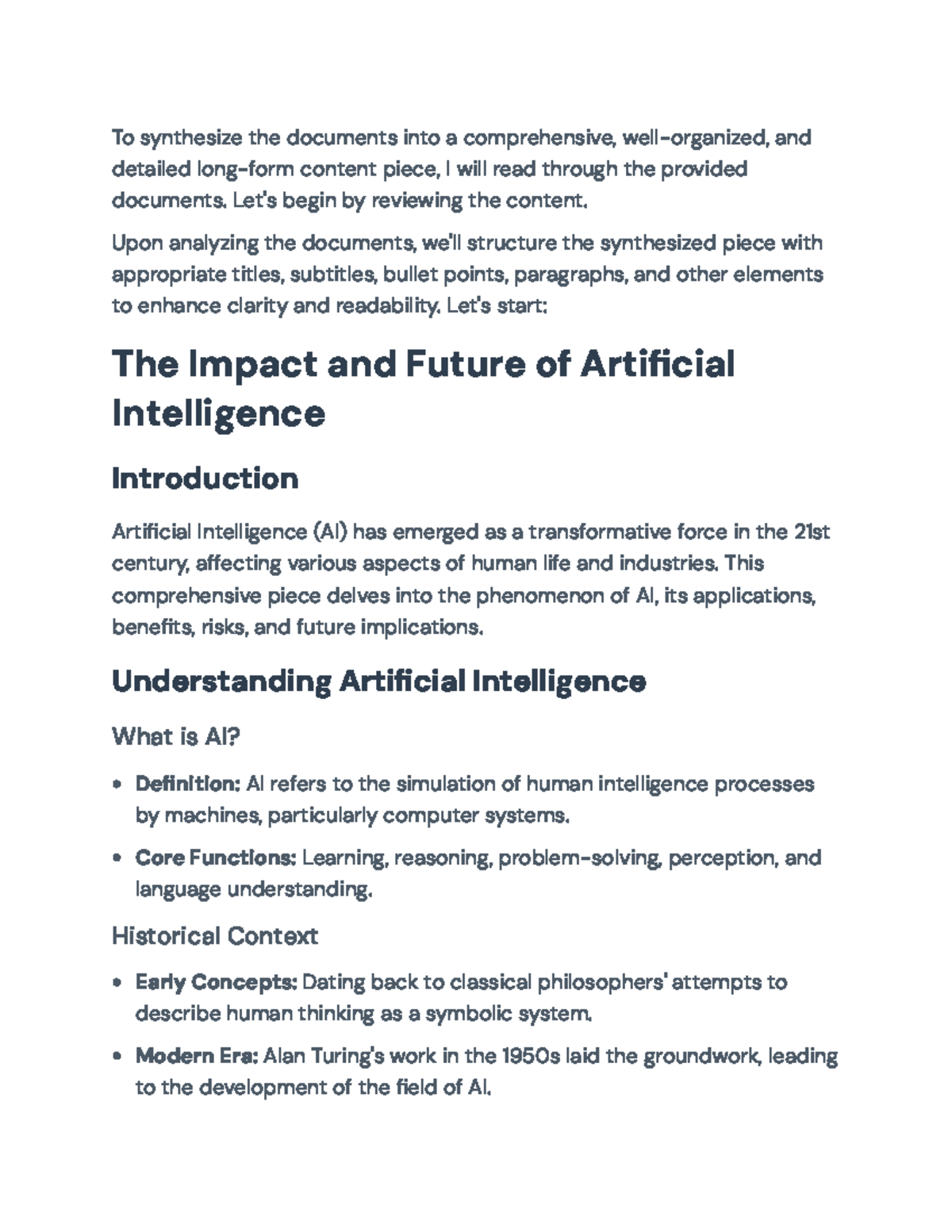 The Impact and Future of AI: Comprehensive Overview and Analysis - To ...