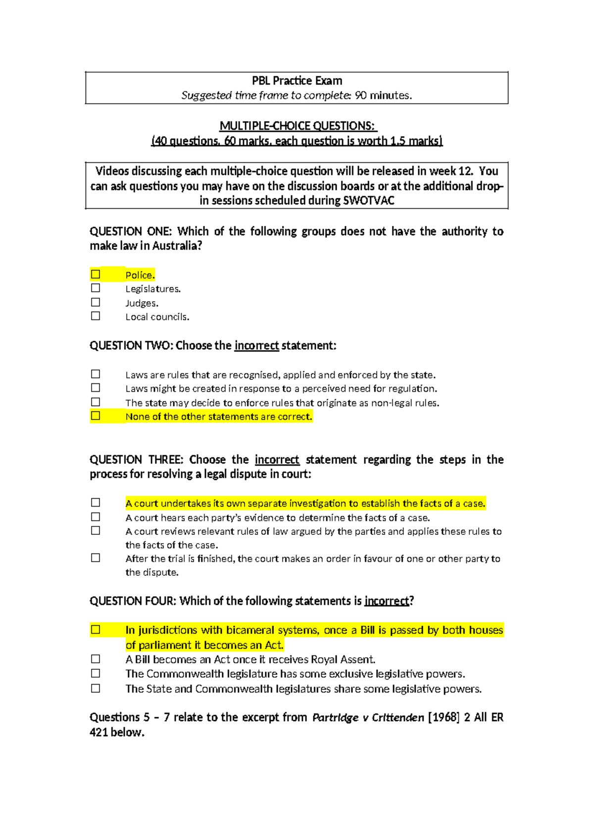 Blaw Practice Exam - Final Review and Preparation Guide - Studocu