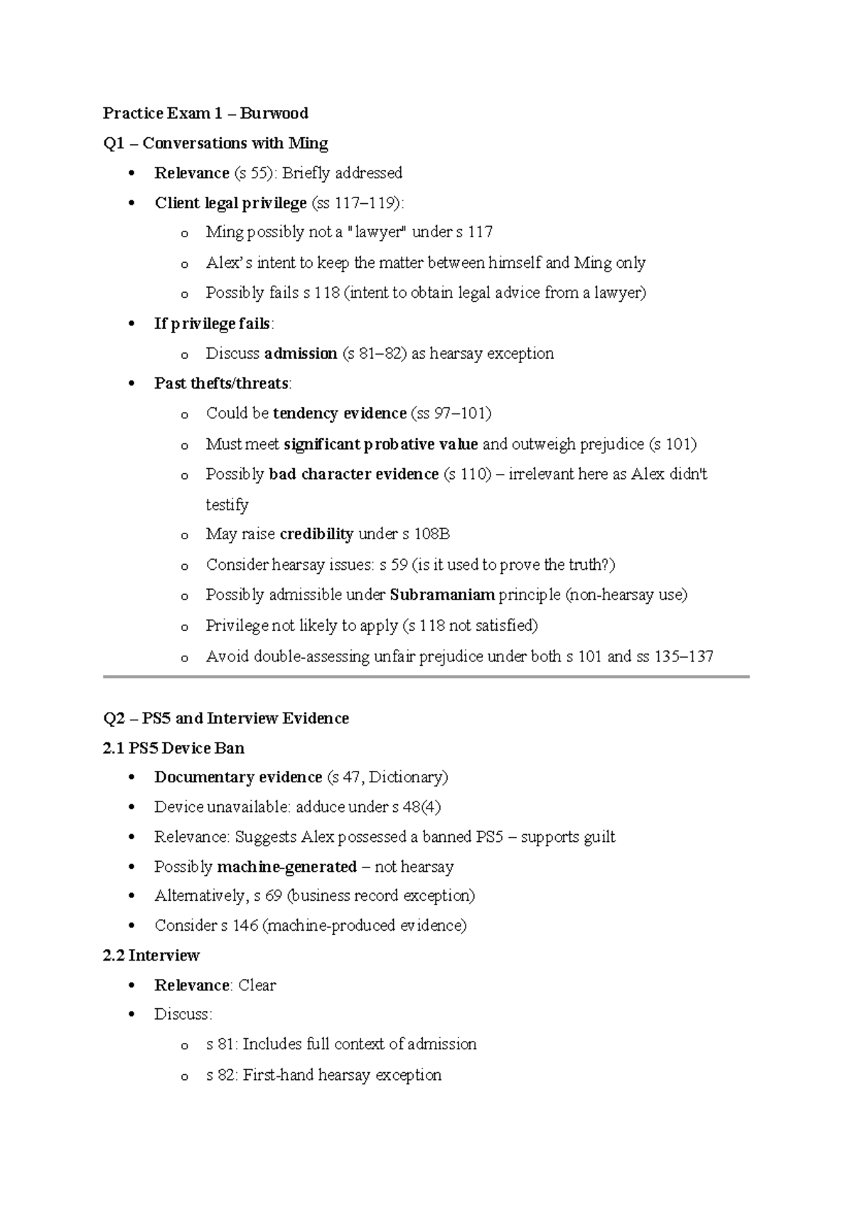 Practice Exam Paper MLP334: Legal Privilege & Evidence Analysis - Studocu