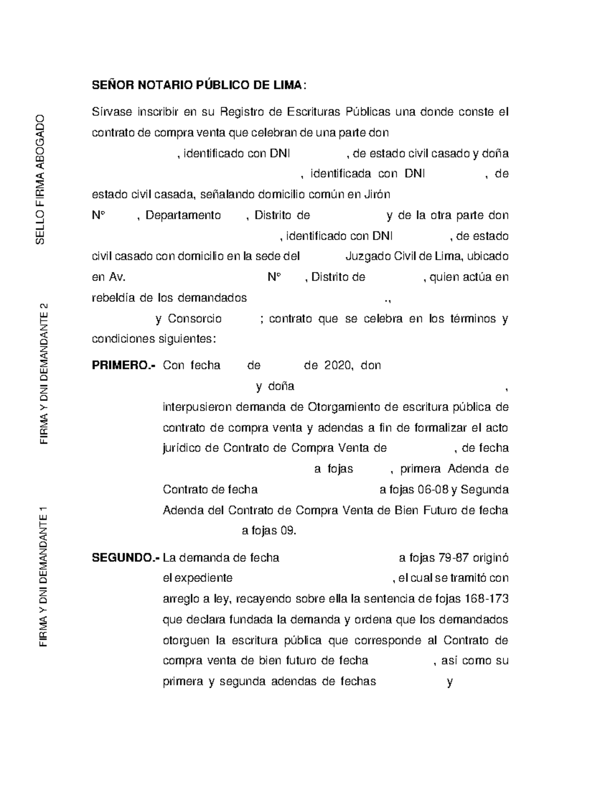 Modelo Minuta para Escritura Judicial de Compra Venta 2020 - Document Preview