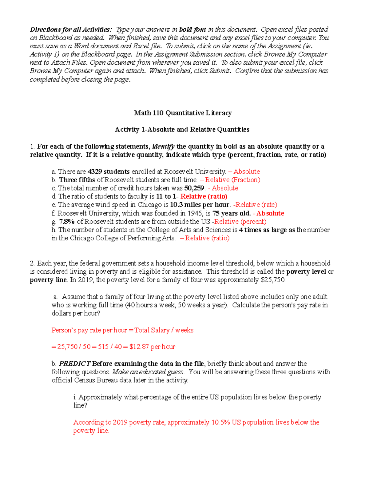 Math110 ACT1 - CH Work & Assignments on Quantitative Literacy - Studocu