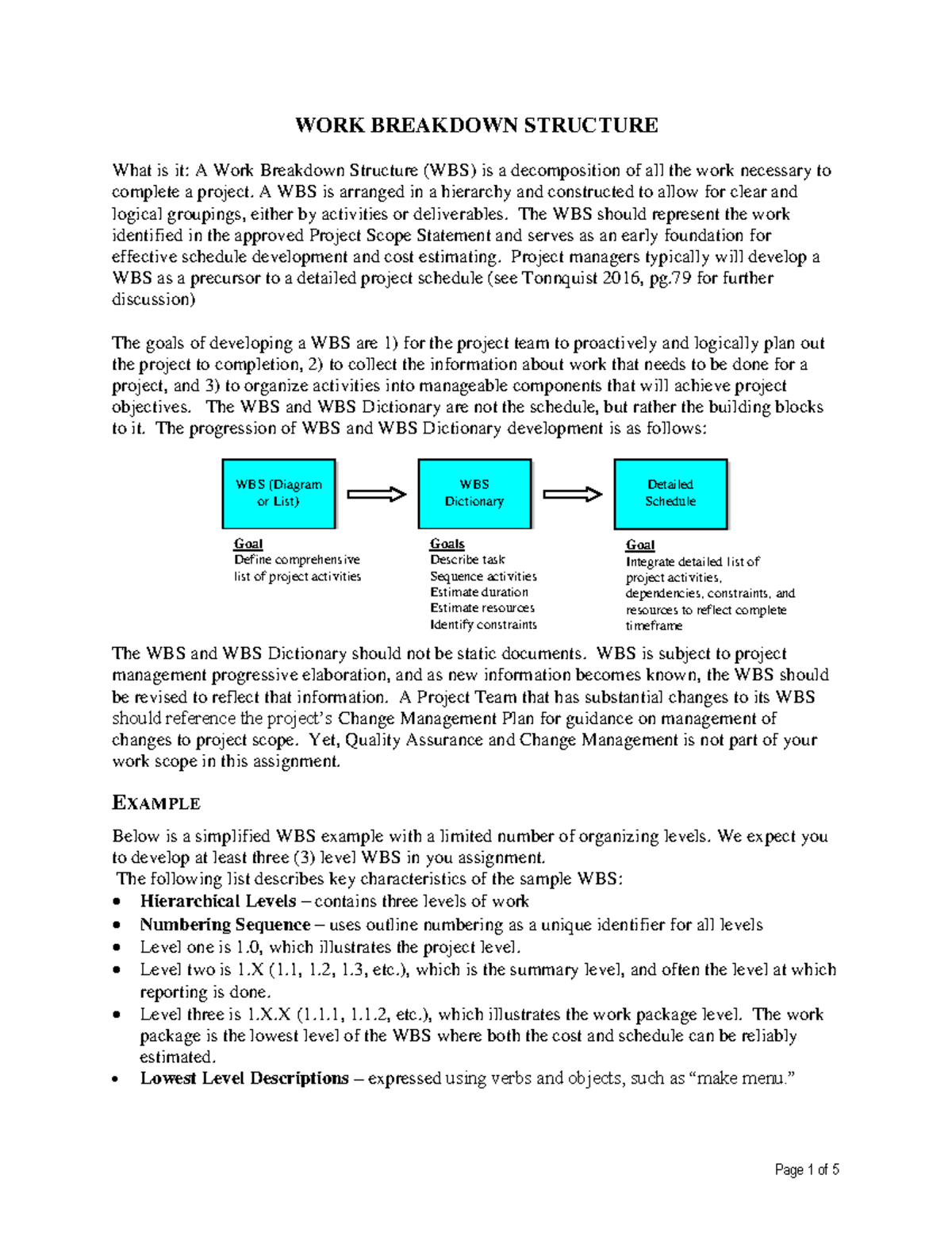 WORK BREAKDOWN STRUCTURE (WBS) GUIDE FOR PROJECT MANAGEMENT - Studocu