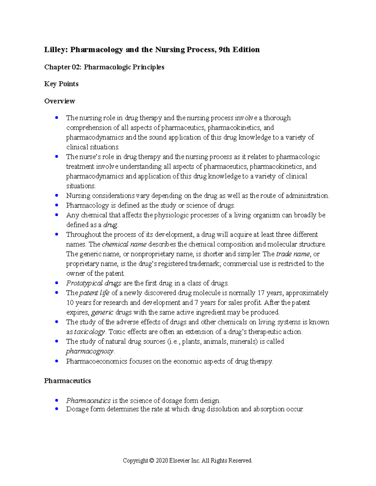 NUR 209 Final Exam Study Guide: Pharmacology Key Points Overview - Studocu