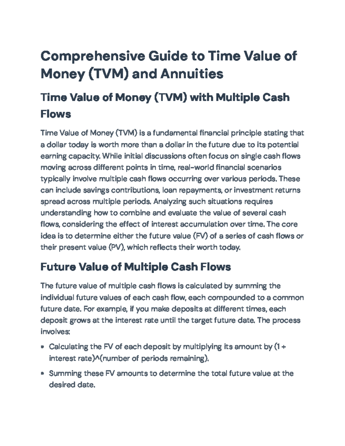 Comprehensive Study on Time Value of Money (TVM) & Annuities Concepts ...