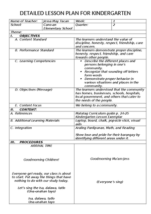 [Solved] Multi grade Detailed lesson plan for grade 2 - Elective ...