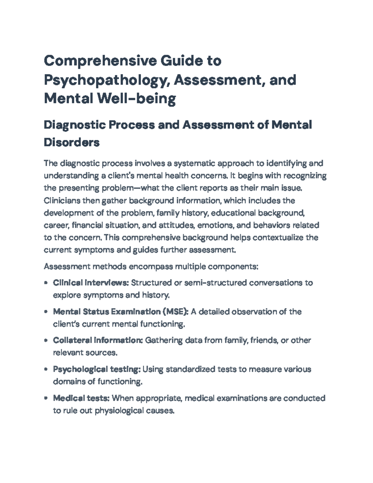 Comprehensive Guide to Psychopathology and Mental Health Assessment ...