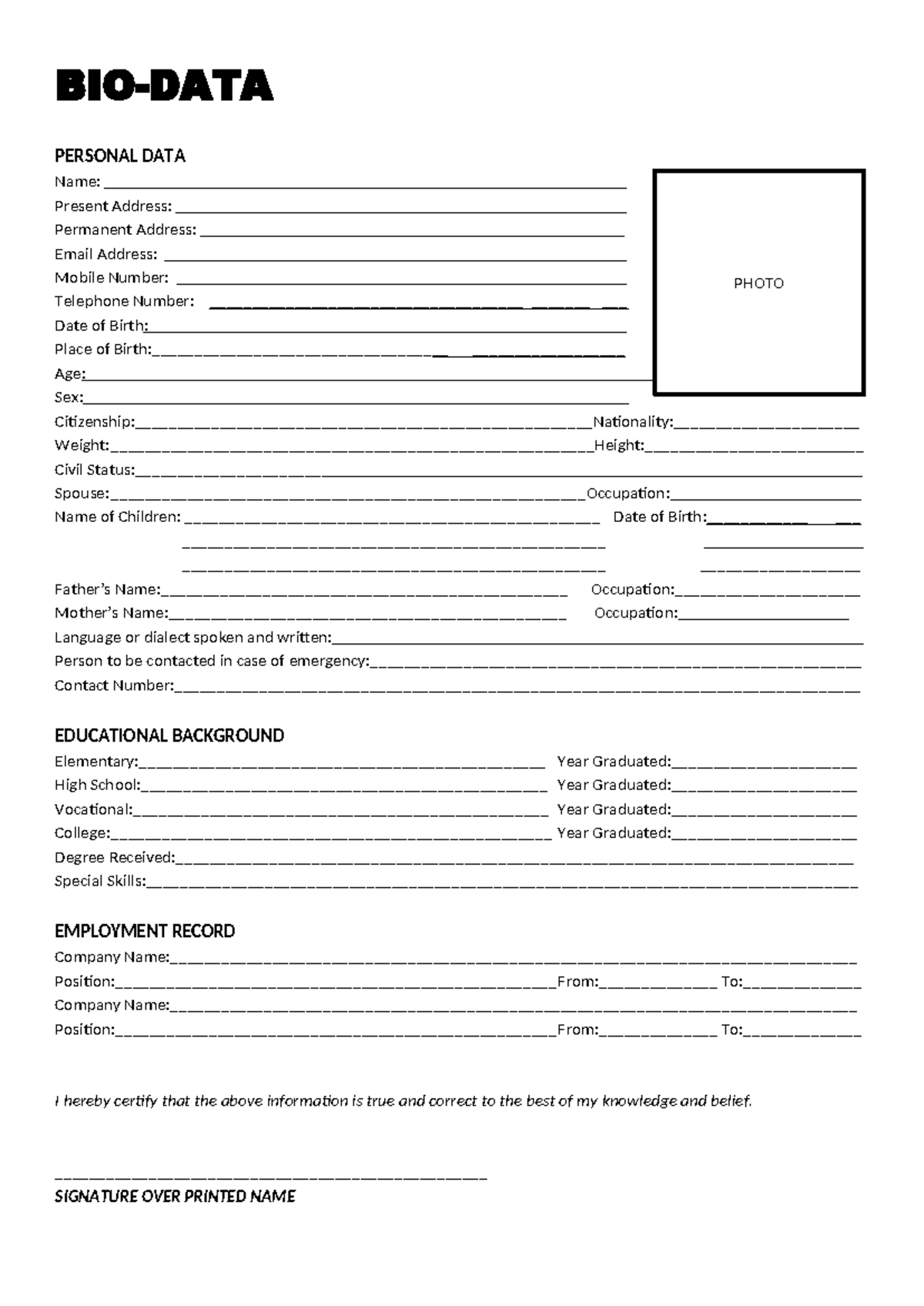 803784824 Student Biodata Form 33 - BIO-DATA PERSONAL DATA Name: - Studocu