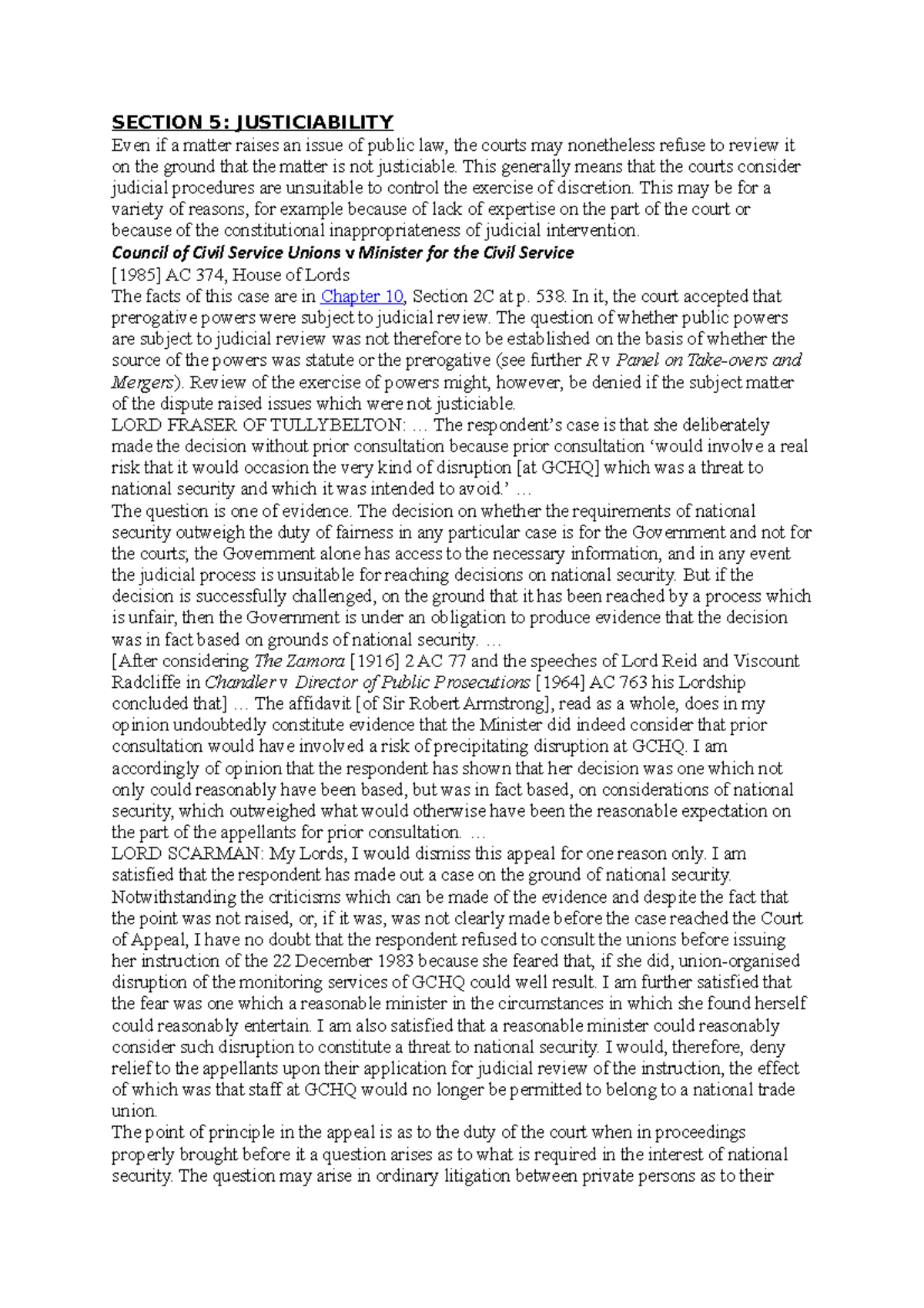 Section 5- Justiciability - SECTION 5: JUSTICIABILITY Even if a matter ...