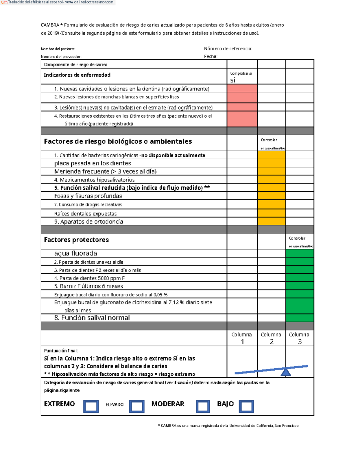 CAMBRA 0119 - Evaluación de Riesgo de Caries (Actualización 2019) - Studocu