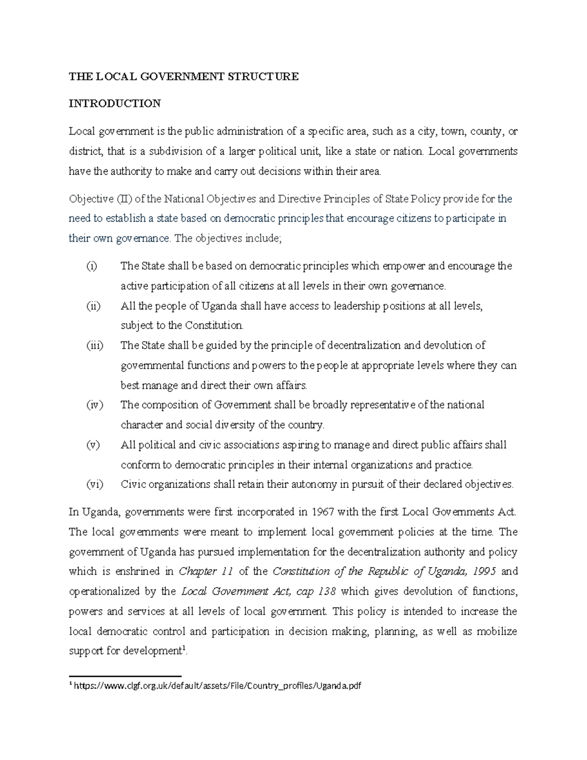 Local Government Structure in Uganda: Authority, Roles & Functions ...