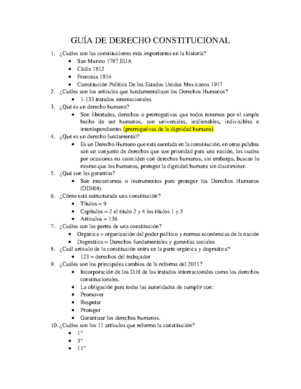 GUÍA DE DERECHO CONSTITUCIONAL 1: Análisis y Temas Clave - Studocu