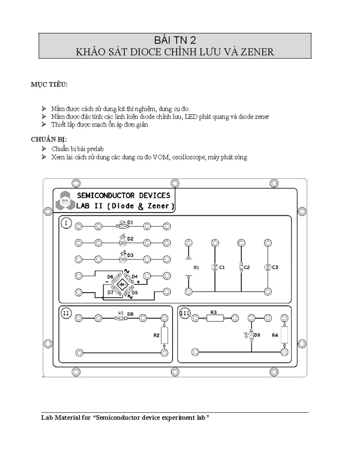 1 VLBD 2022 LAB3 - Ứng Dụng Của Diode Trong Thí Nghiệm Sinh Viên - Studocu