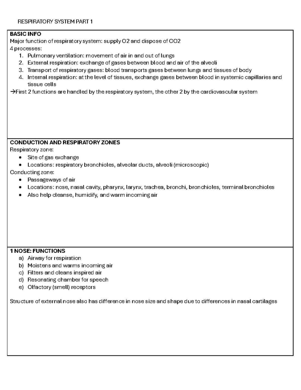 ANP 2 - Respiratory System Overview and Key Concepts - Studocu