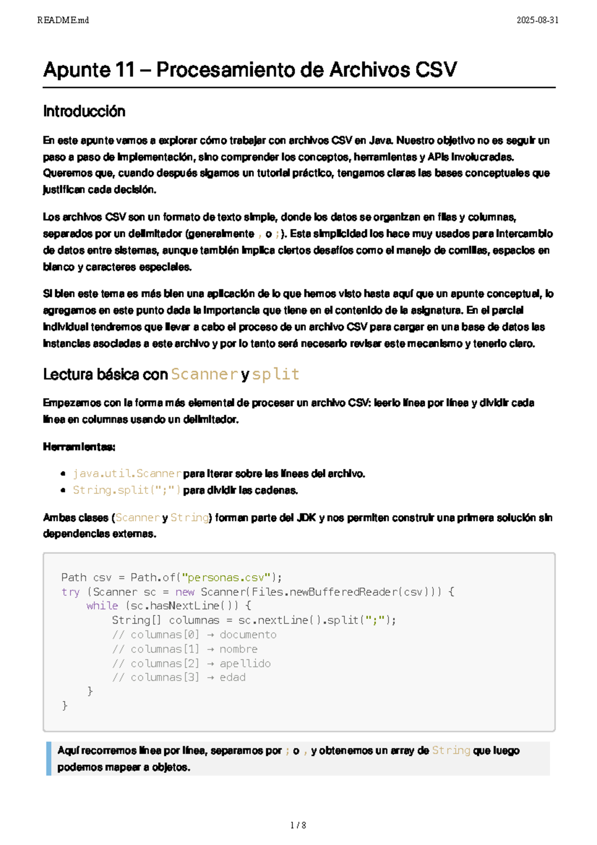 Apunte 11 - Procesamiento de Archivos CSV en Java - Studocu