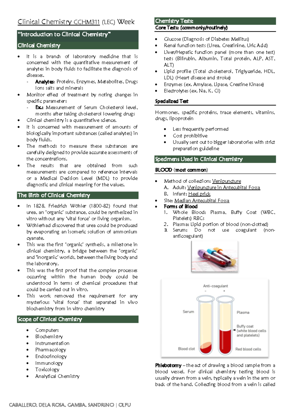 CCHM311-LEC- Intro TO CC - Clinical Chemistry CCHM311 (LEC) Week ...