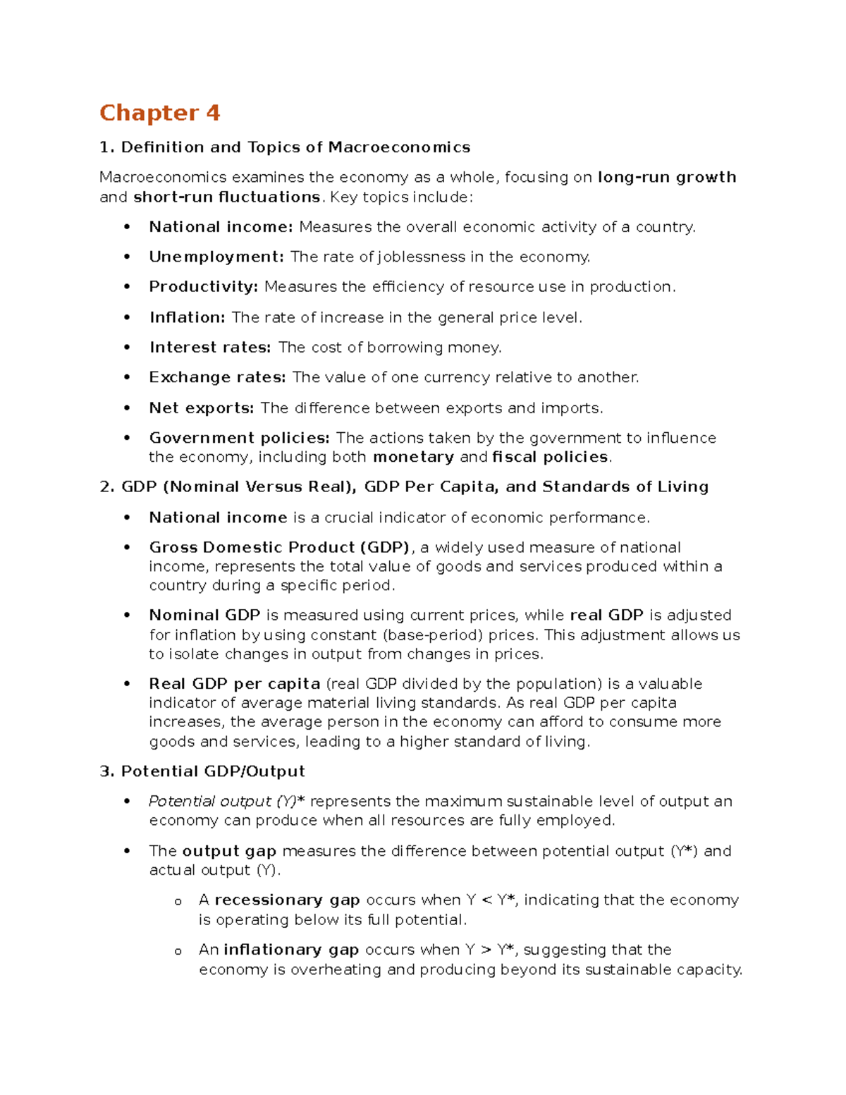 Macroeconomics Midterm Notes (Course Code: ECO101) - Key Concepts ...