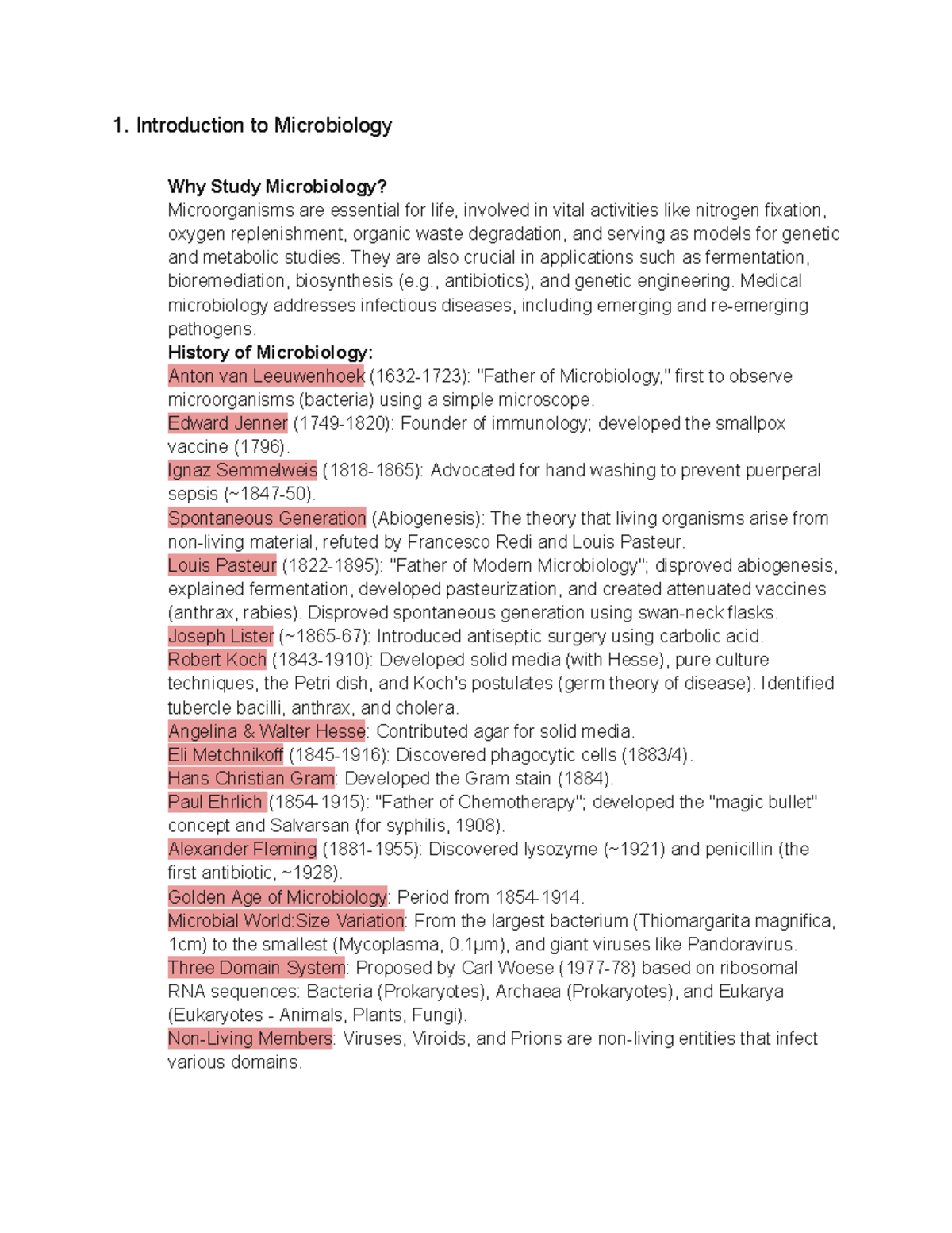WEEK 1 Lecture Notes on Microbiology - HLTH2301 - Studocu