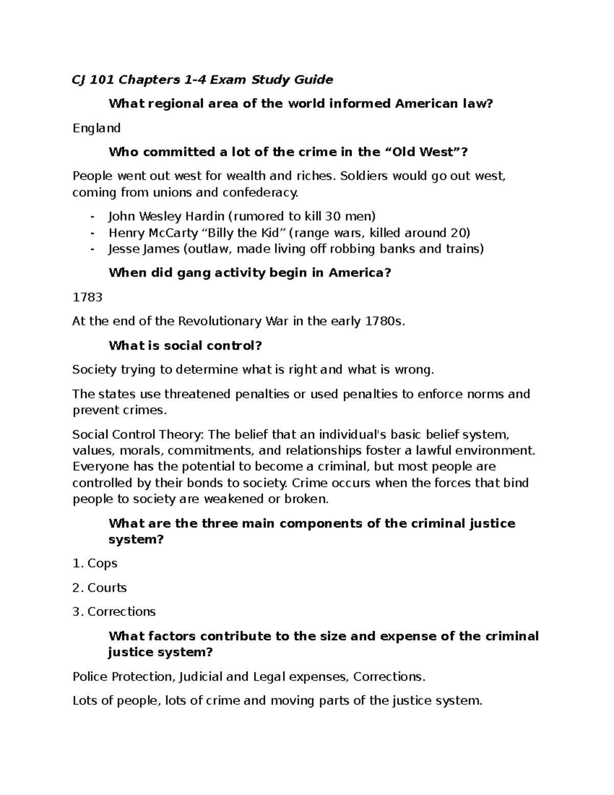 CJ 101 Exam Study Guide: Crime Theories and Victimization Patterns - CJ ...