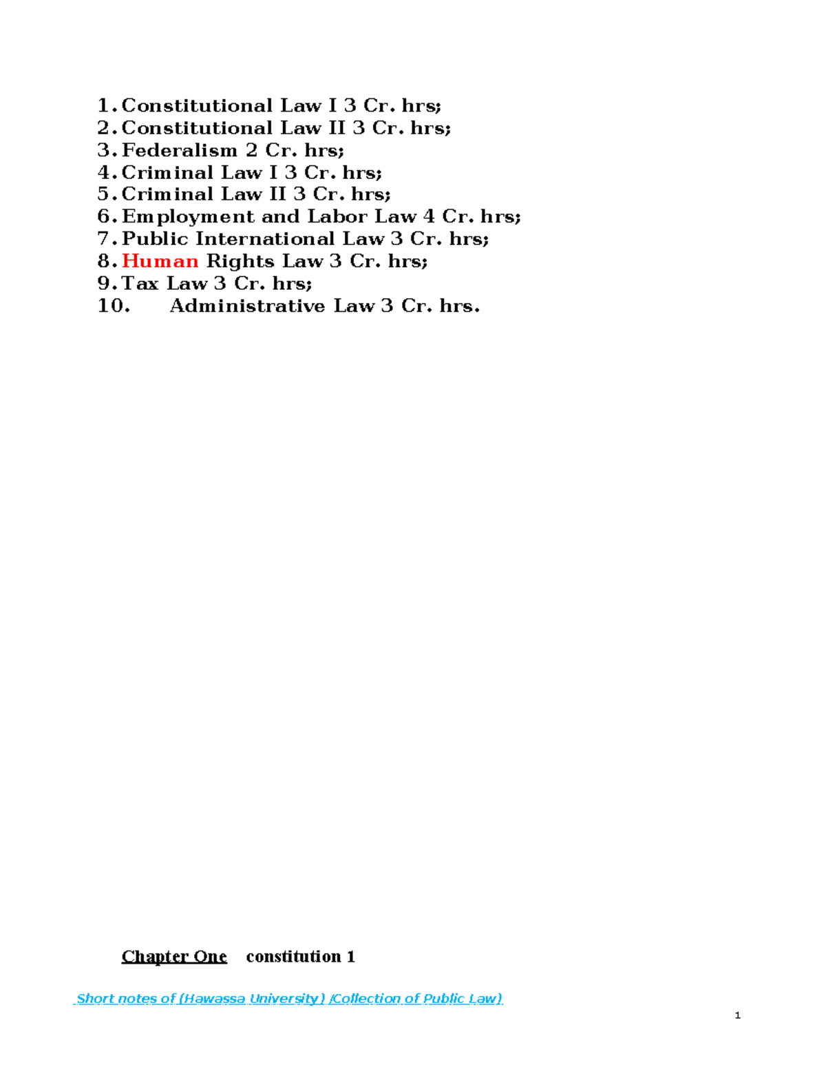 Collection of Public Law Short Notes for Law Courses at Hawassa ...