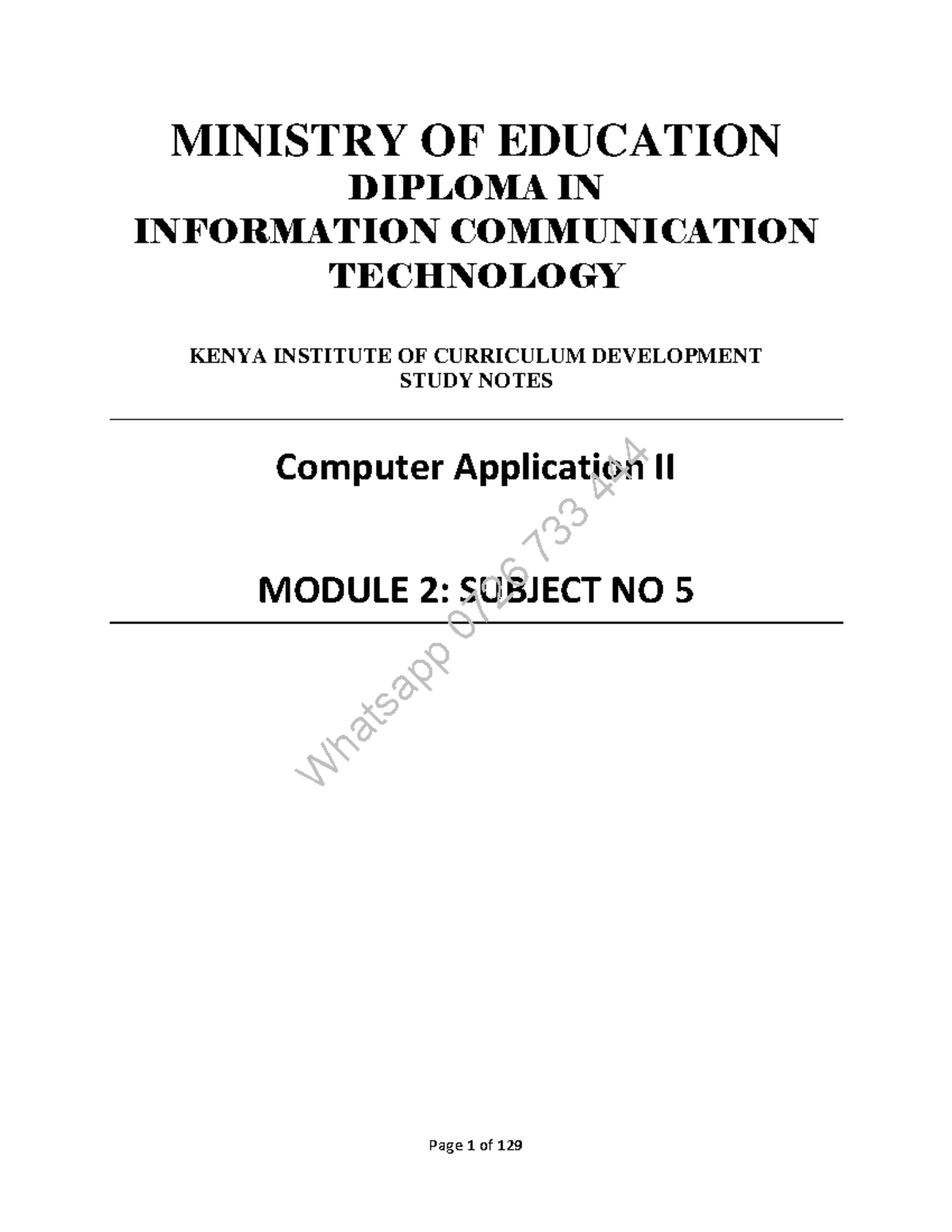 ICT Diploma Notes: Computer Application II Study Guide - Studocu