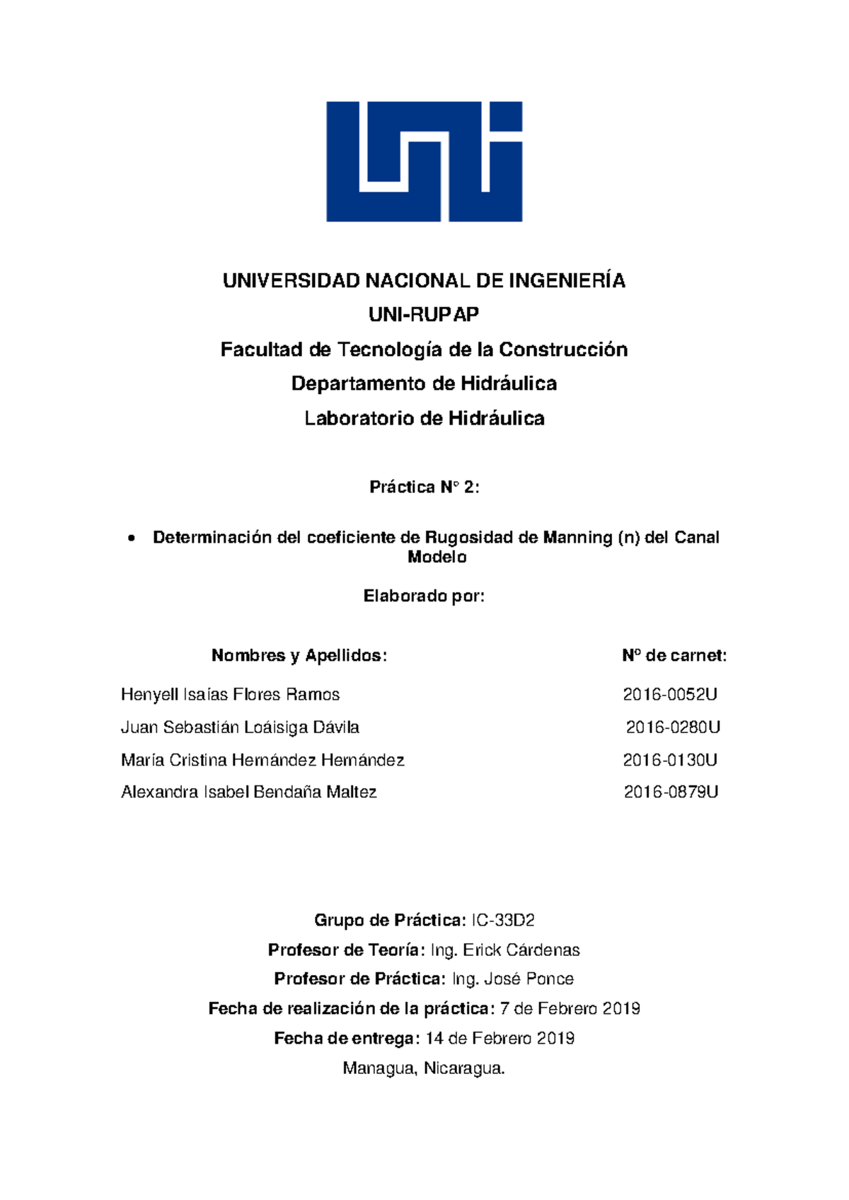 401427720 Informe 2 de Hidraulica 2 - UNIVERSIDAD NACIONAL DE ...