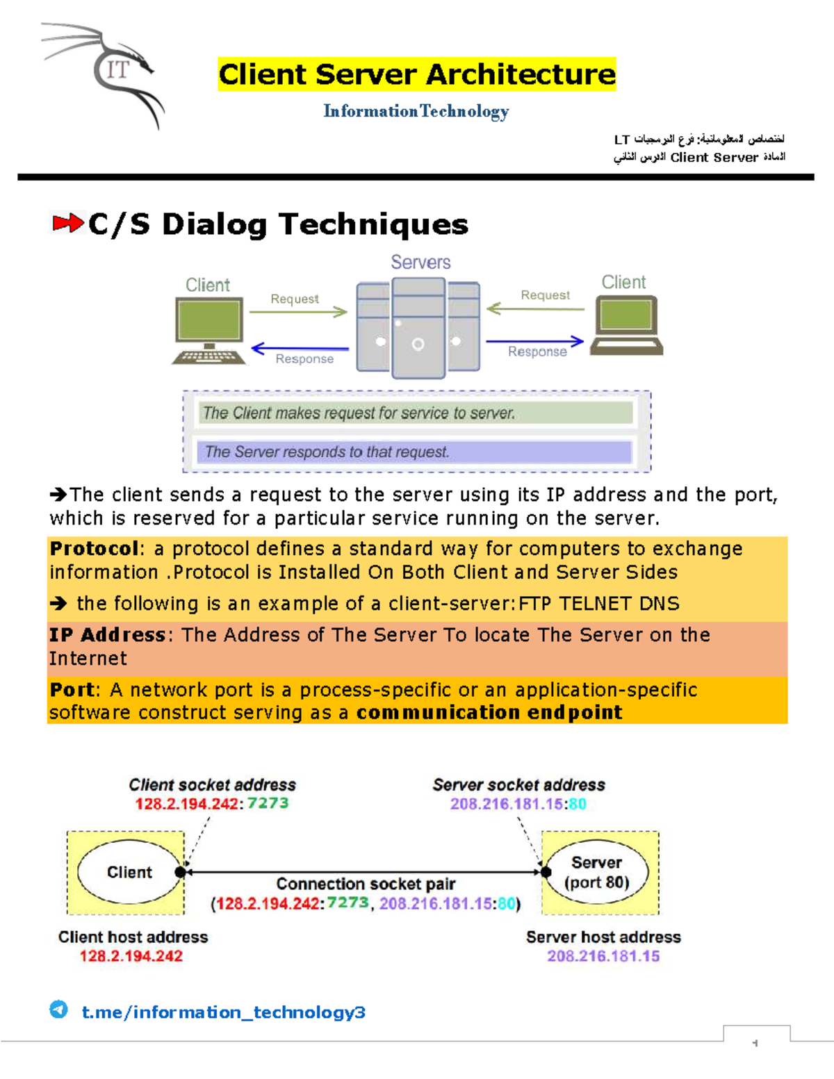 Chapter 2: Client-Server Architecture Overview (IT LT) - Studocu