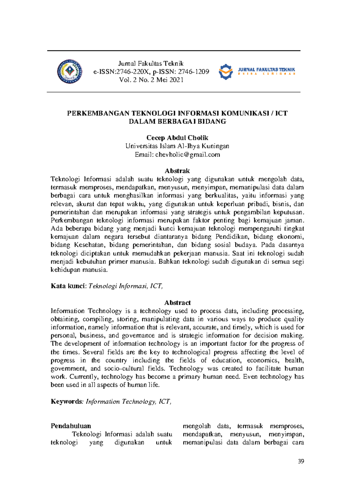 Perkembangan Teknologi Informasi dan Komunikasi (ICT) dalam Berbagai ...