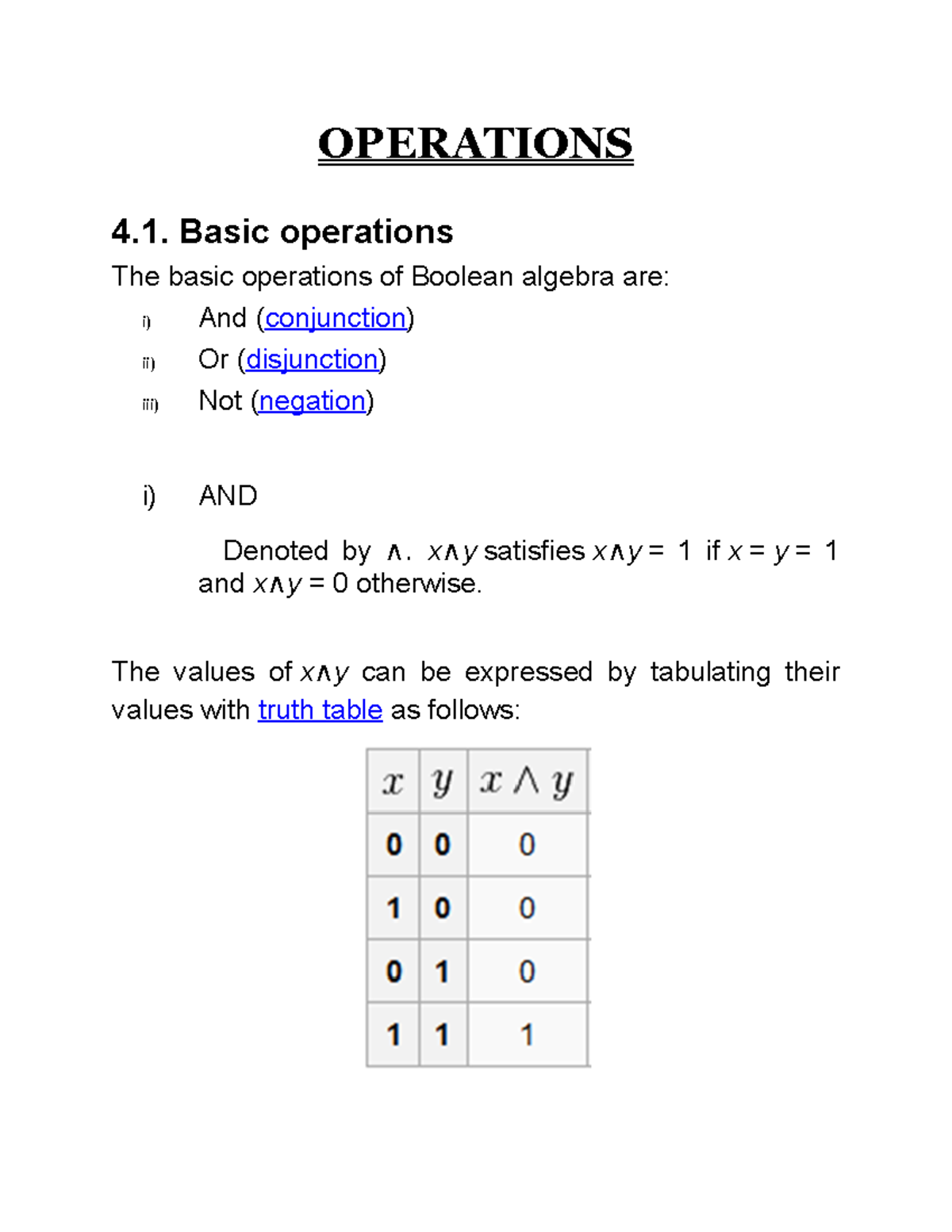Boolean Algebra Operations and Applications in Logic and Computing ...