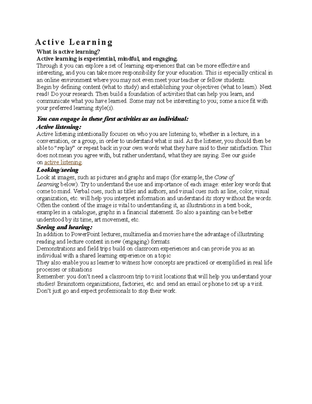 Active Learning - practice material - A c t i v e L e a r n i n g What ...