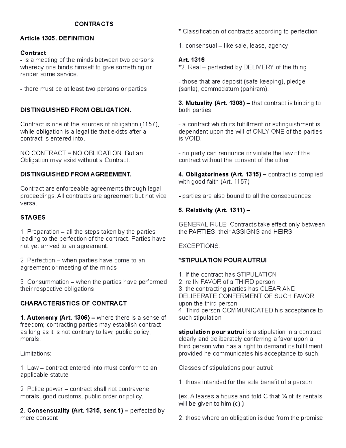Contracts Overview: Essential Concepts and Provisions (Oblicon 101 ...