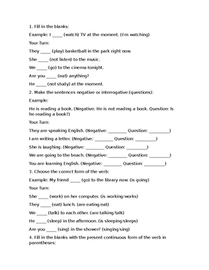 Grammar Practice: Present Simple & Continuous Worksheet (ENG101) - Studocu