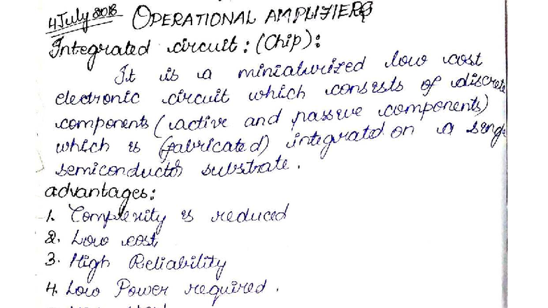 Operational Amplifiers Overview - UNIT-1 (4July2018) - Studocu