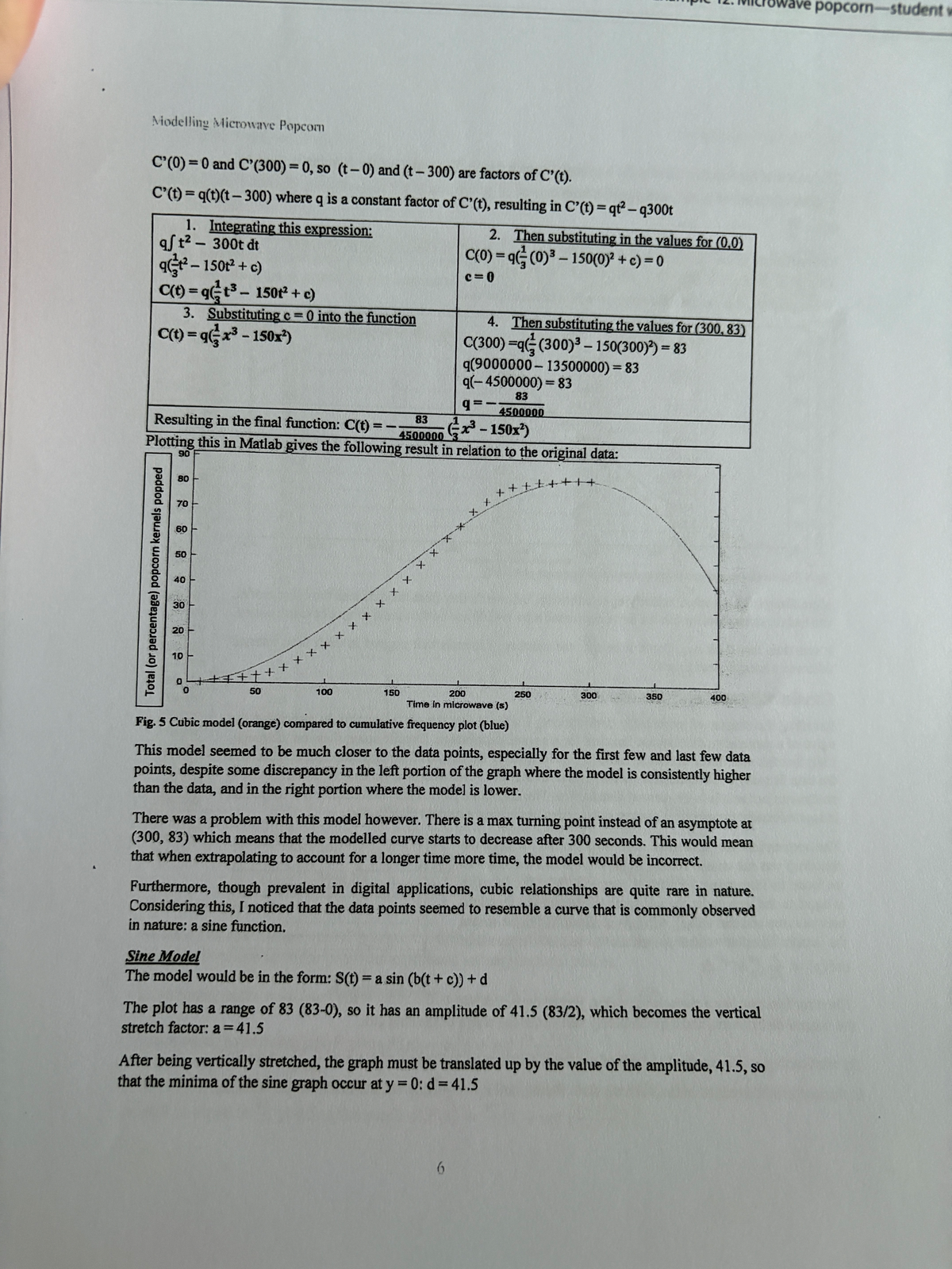 Mathematics IA: Modelling Microwave Popcorn (300s) with Various ...