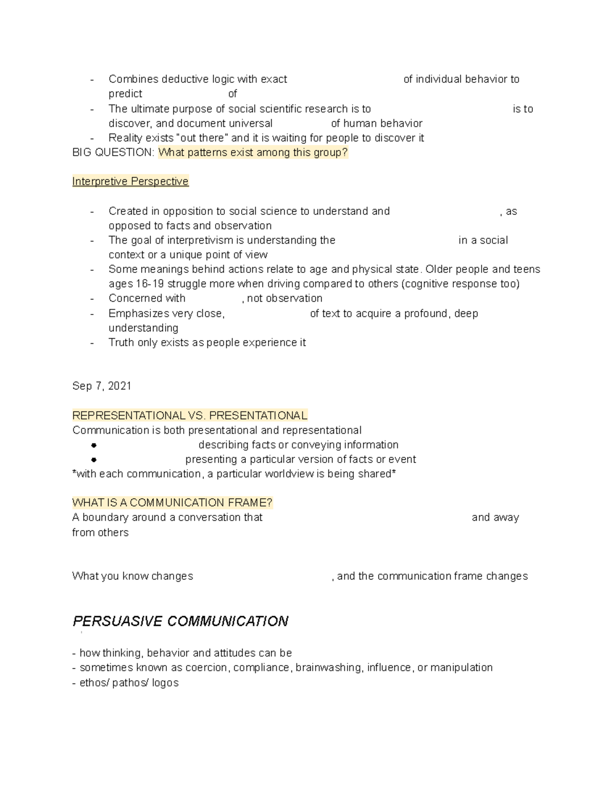 COMM 101: Exam 1 Notes on Social Scientific Research & Communication ...