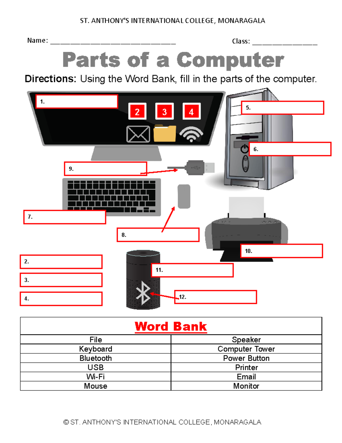 Parts of a computer - Grade 6 - © ST. ANTHONY'S INTERNATIONAL COLLEGE ...