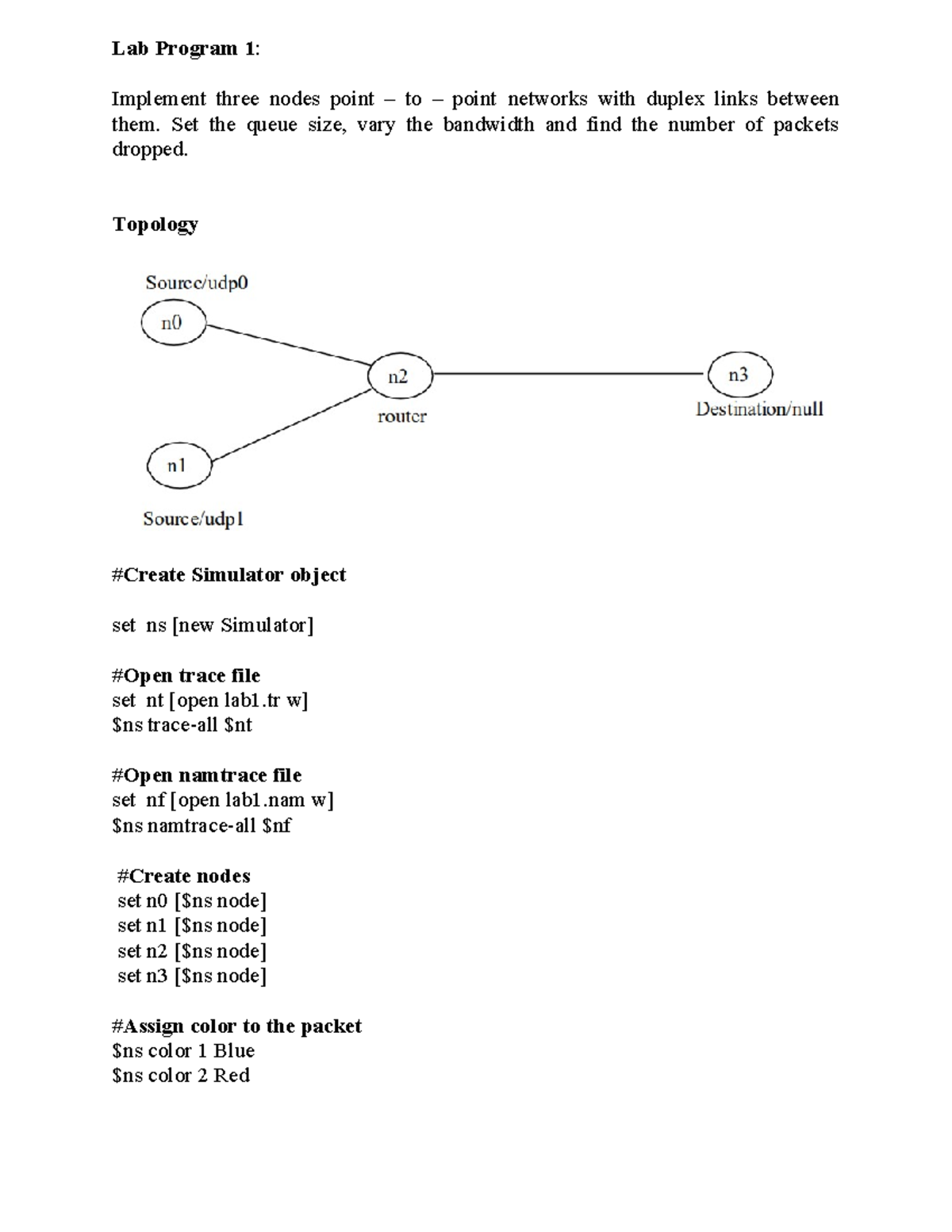 Lab Program 1 - Network Simulation with UDP Traffic & Packet Drop Count ...