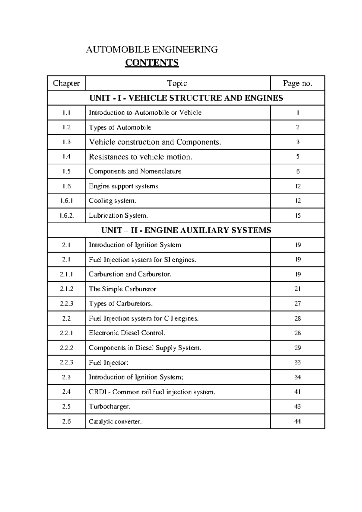 1. Automobile Engineering Author KSR College of Engineering - CONTENTS ...