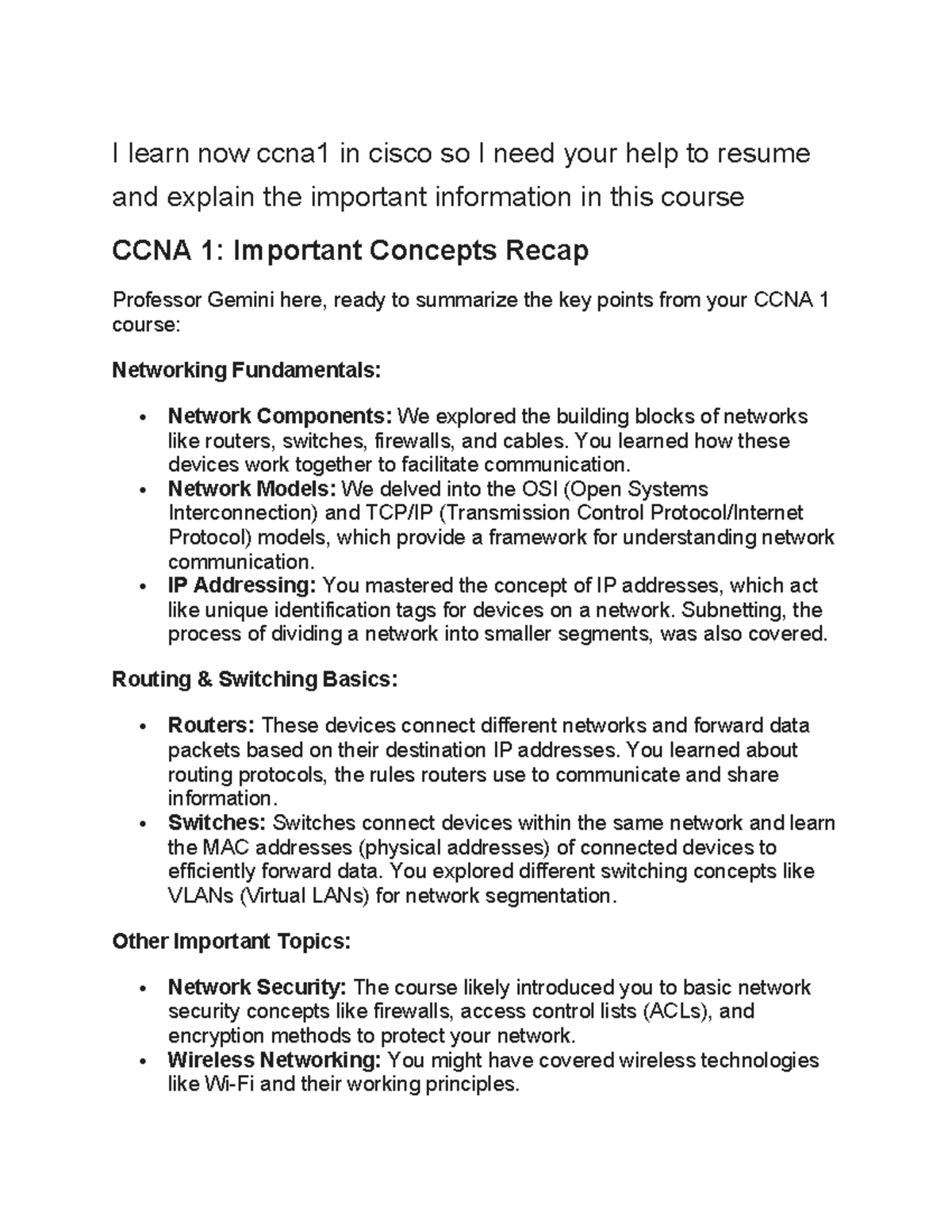 Module 2-6 - Summary CSCI342 Fundamentals of Networking Technologies ...