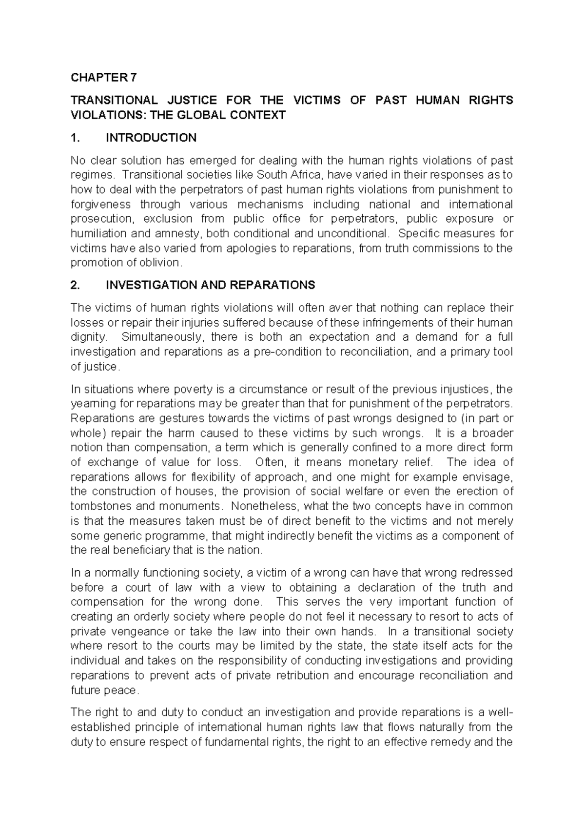 Chapter 7 - human - CHAPTER 7 TRANSITIONAL JUSTICE FOR THE VICTIMS OF ...