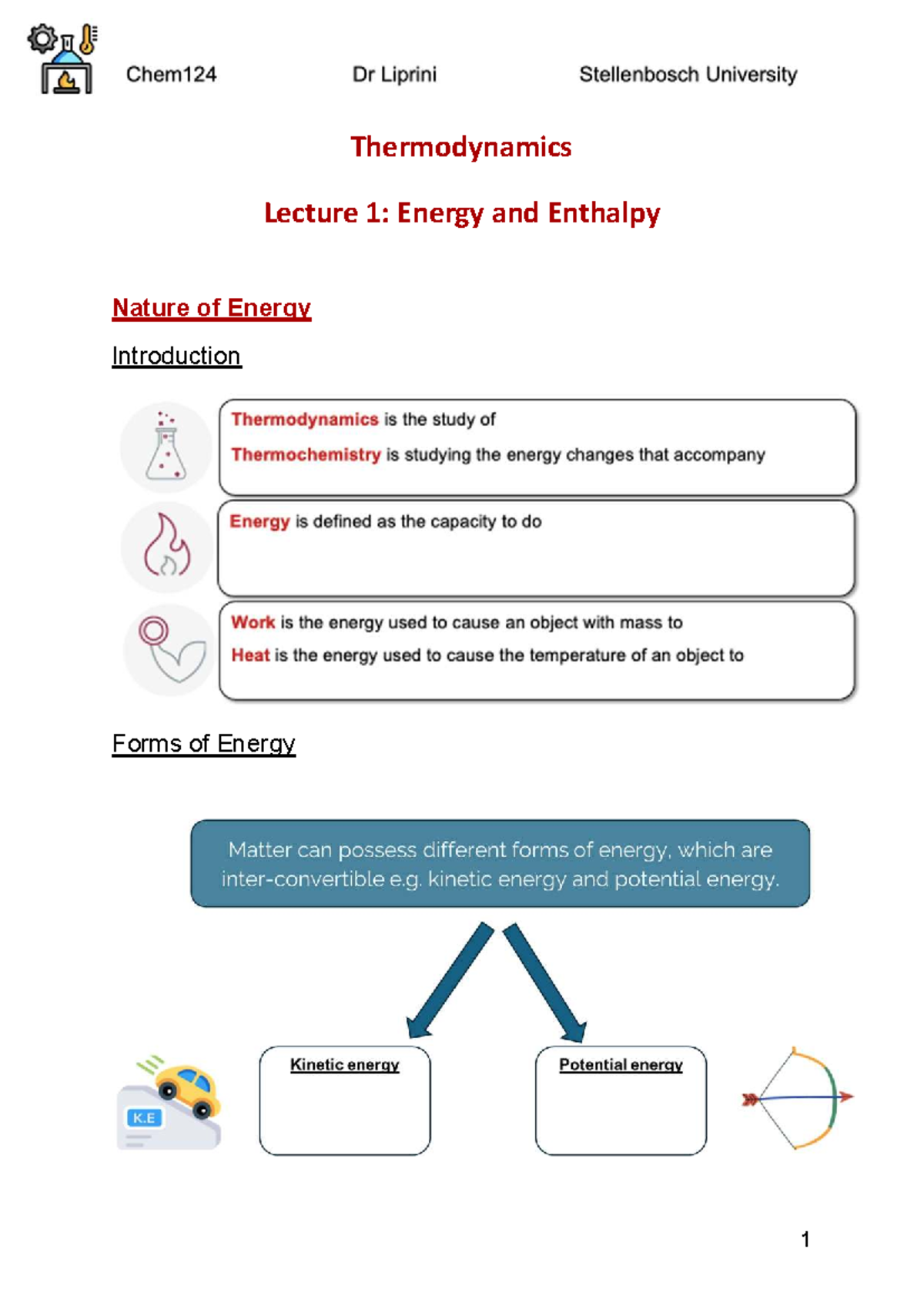 Thermodynamics Lecture 1: Energy, Enthalpy, and Internal Energy Changes ...