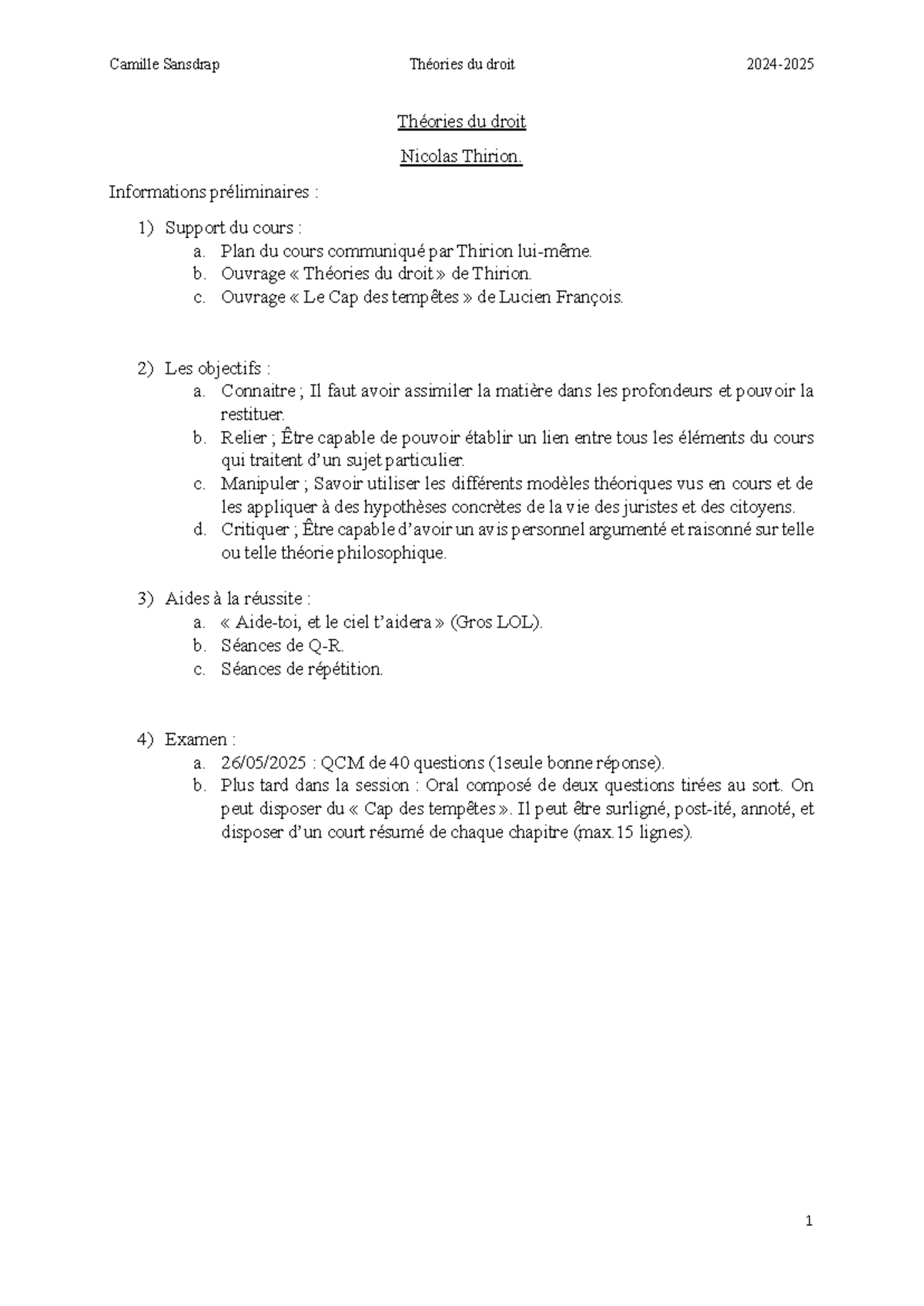 Théories du droit TTD - Notes de cours complètes et examen 2025 - Studocu