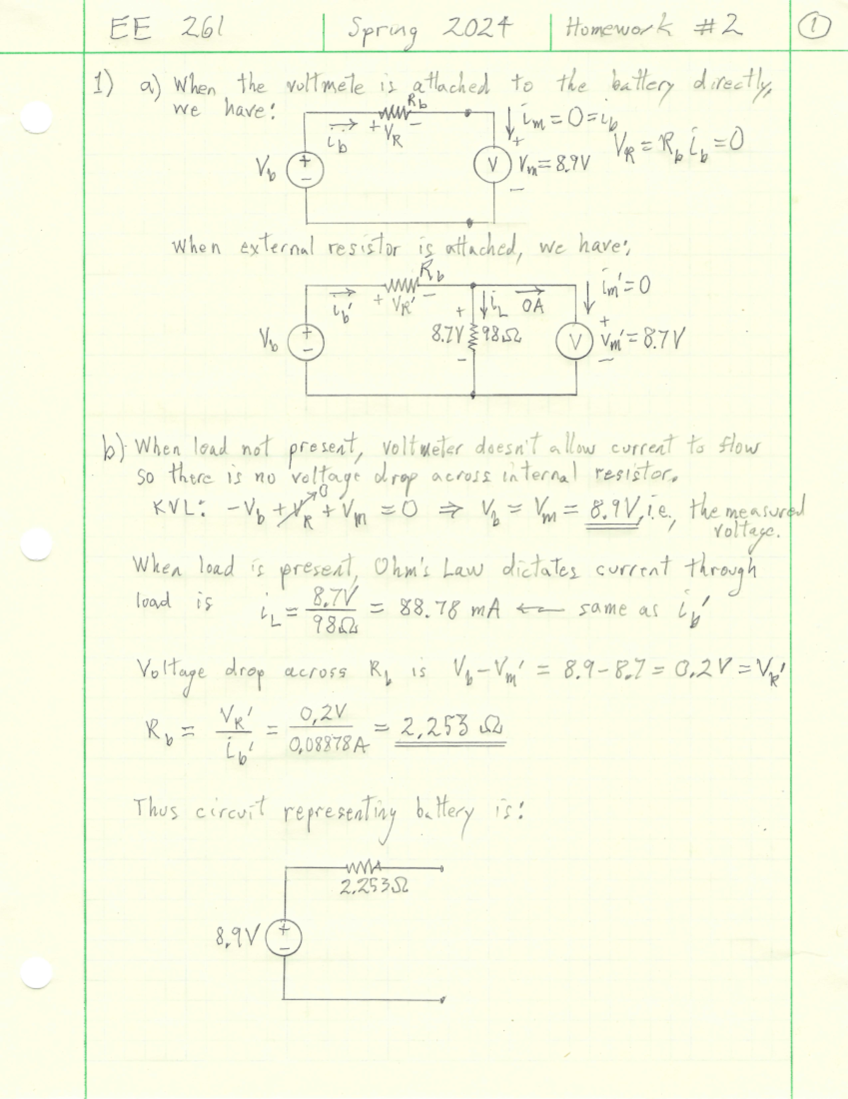 Hw-02-soln - Hw2 - EE 261 Spring 2024 Homework l 1) a) When the ...