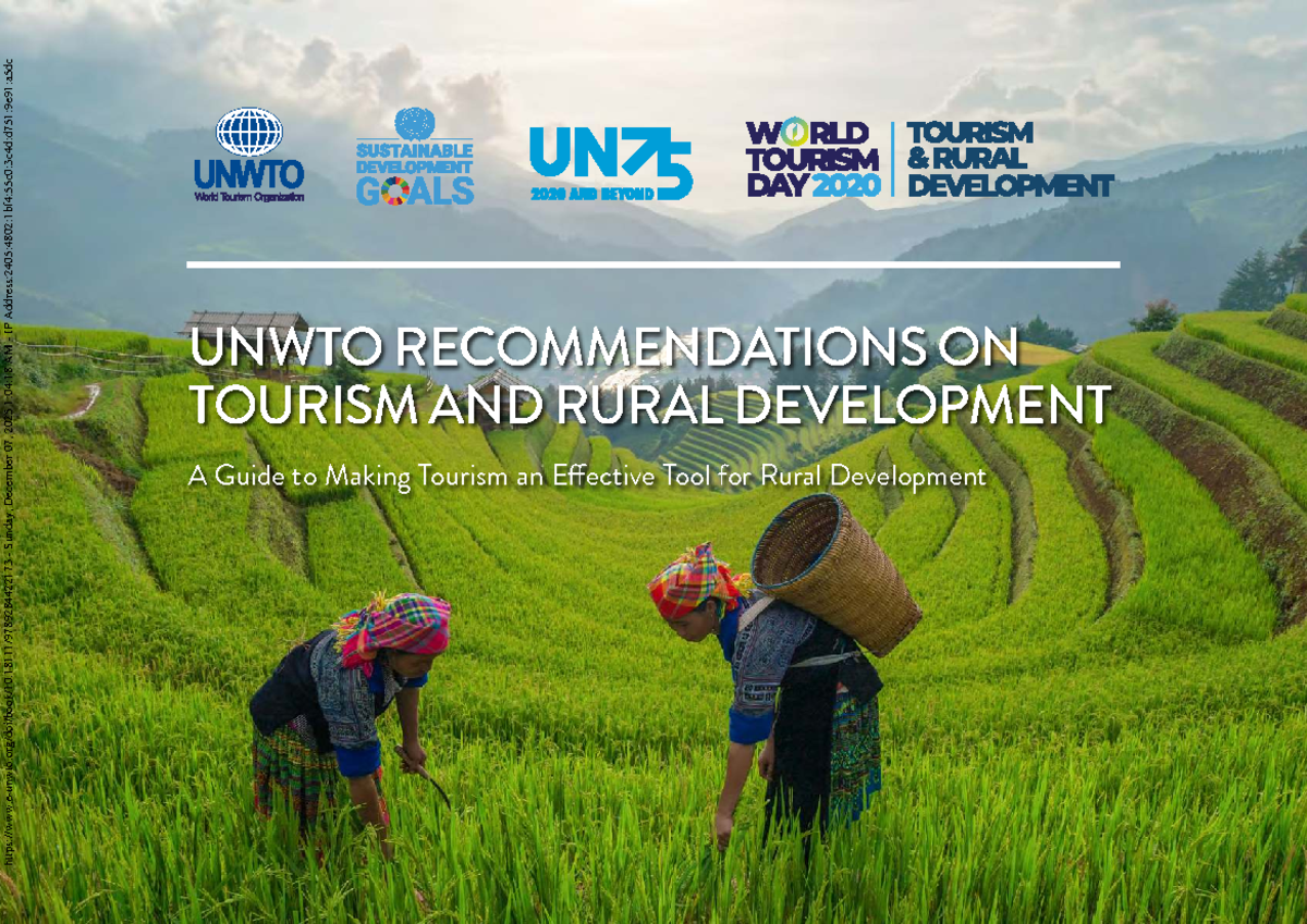 UNWTO Recommendations on Tourism & Rural Development (2020) - Studocu