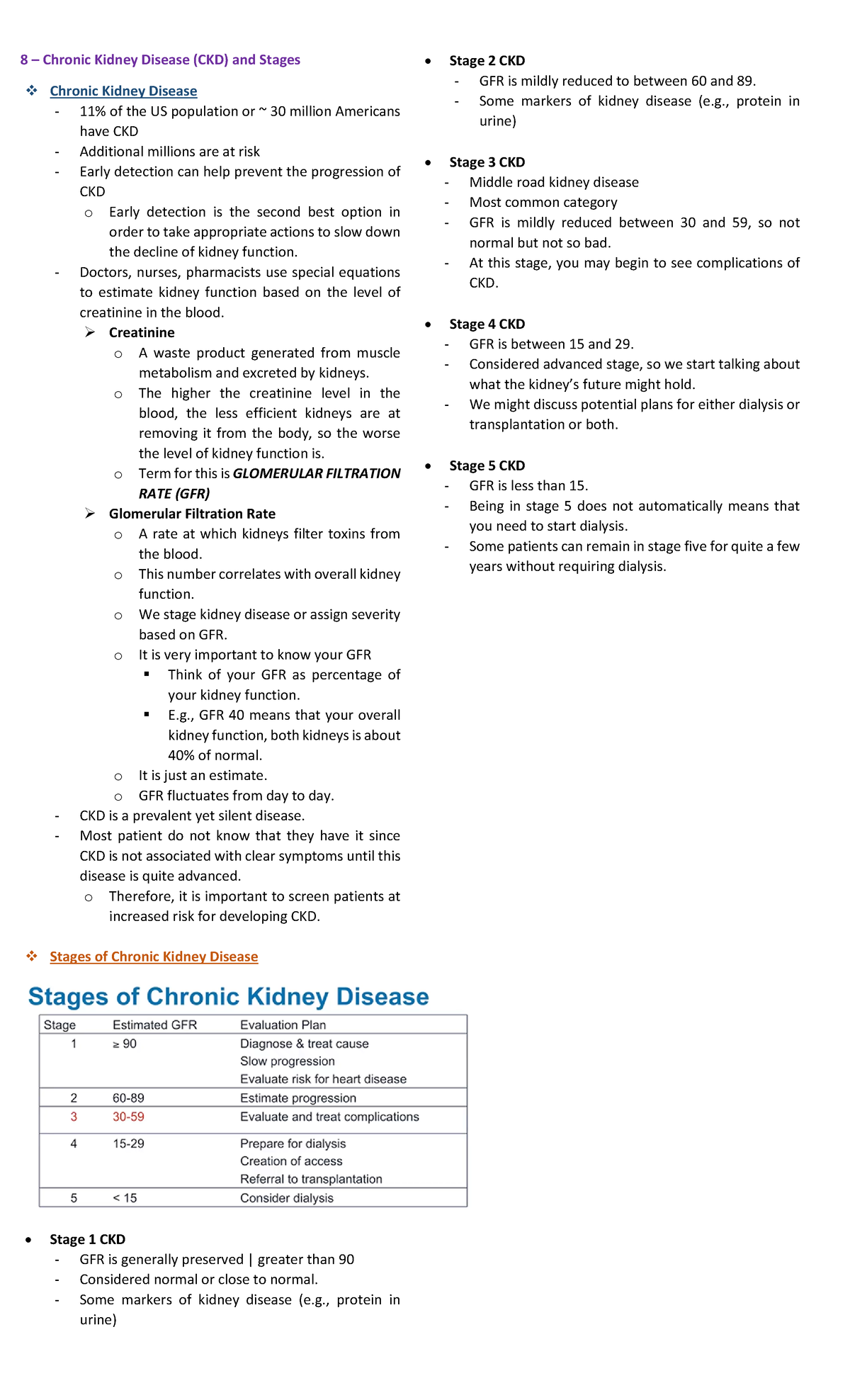 8 - Stages of CKD - 8 – Chronic Kidney Disease (CKD) and Stages Chronic ...