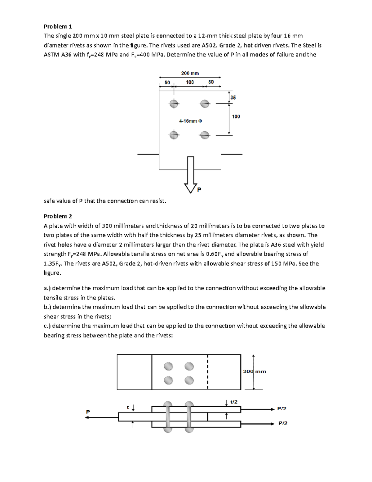 Steel Connection Analysis Problems - CE Prob - Studocu