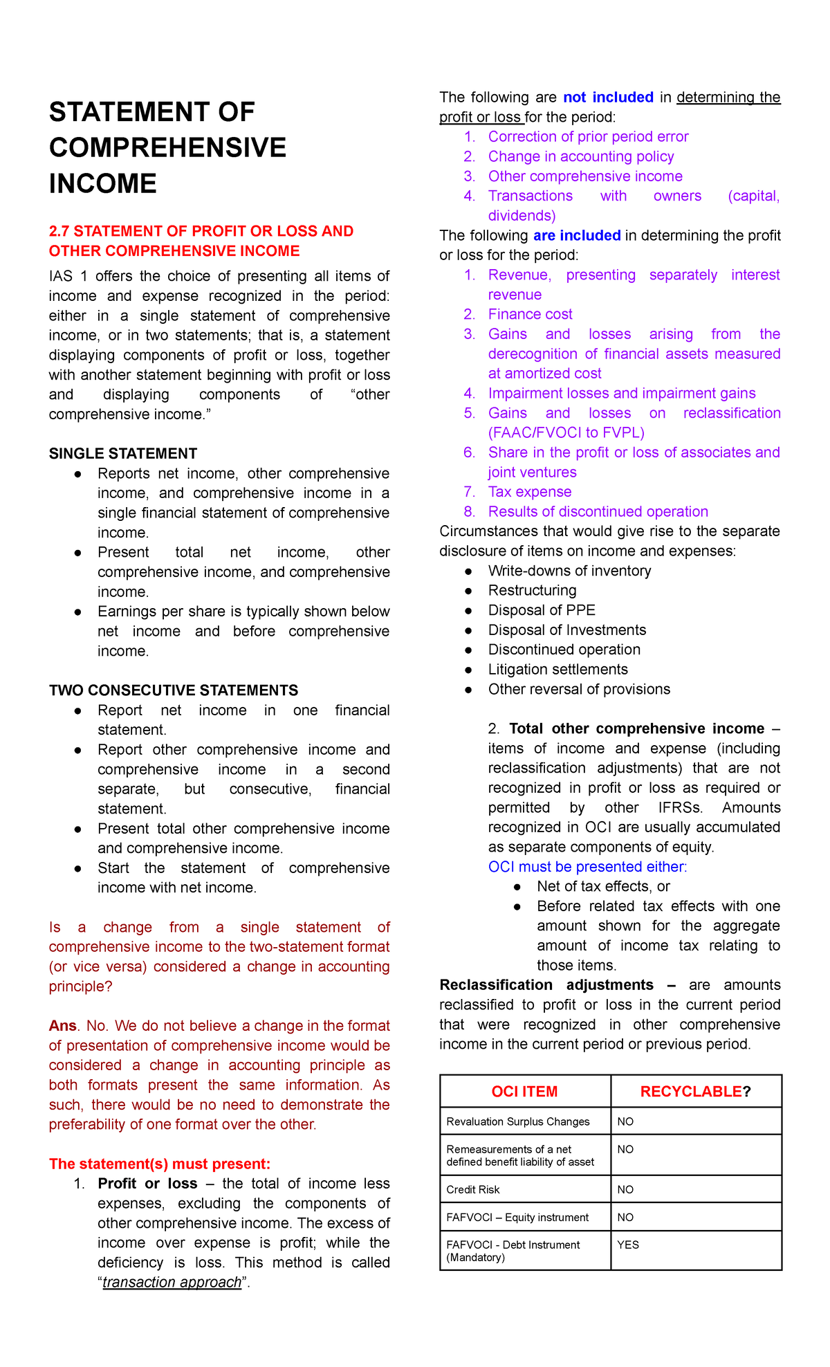 Comprehensive Income Statement Analysis - Finacc 5 - Studocu