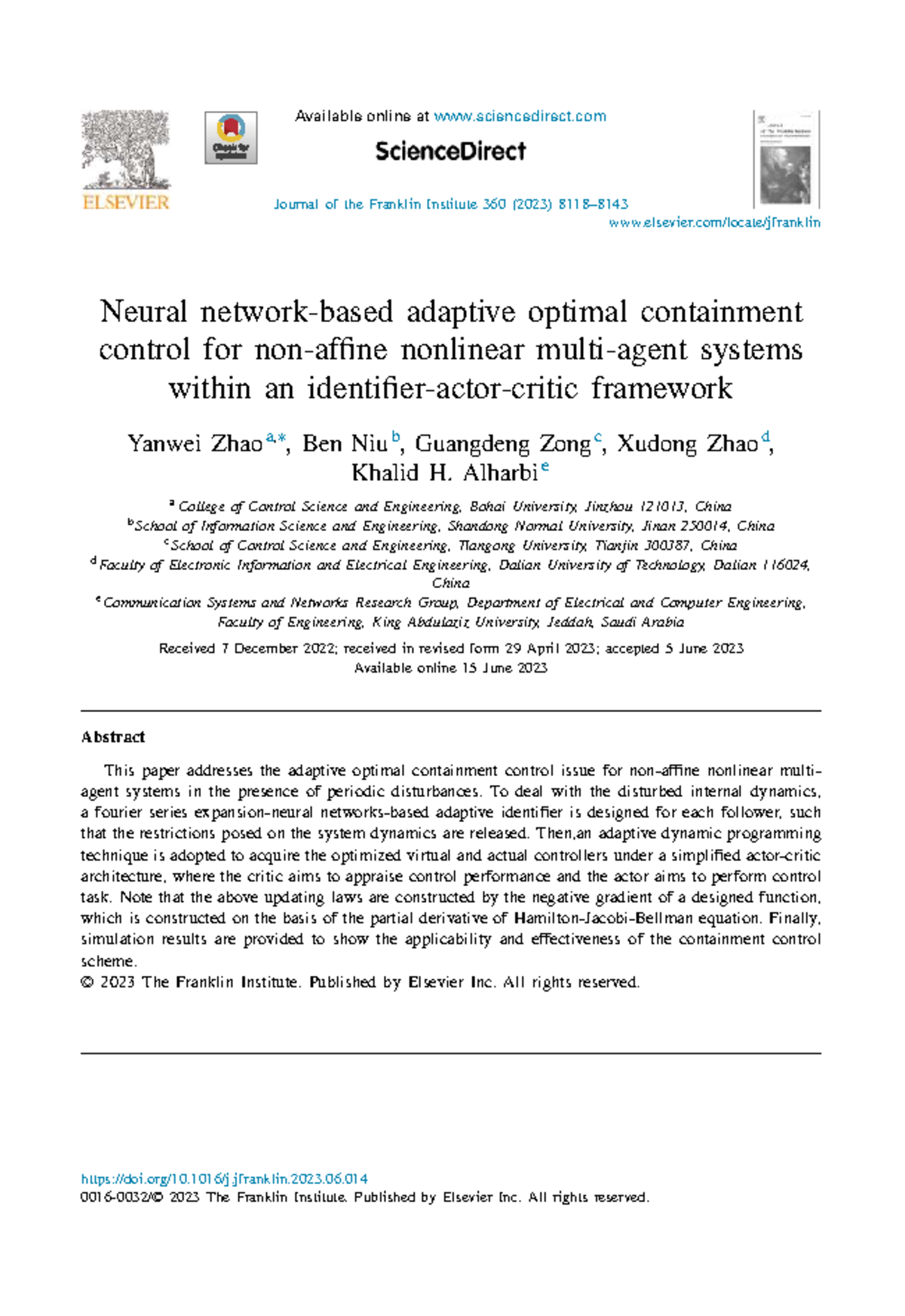 Neural Network-Based Adaptive Optimal Containment Control for Nonlinear ...