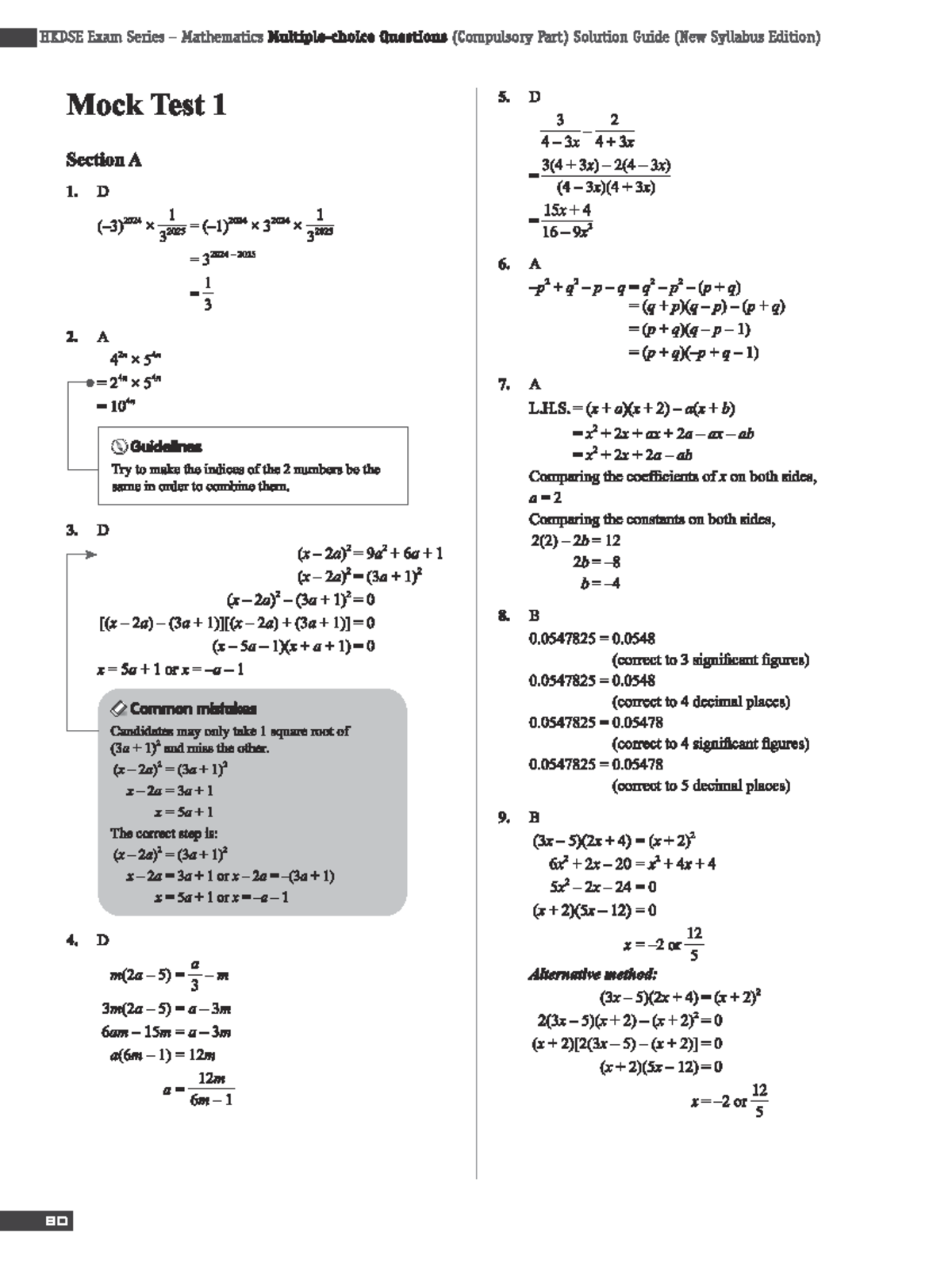 I HKDSE Exam Series Math Compulsory Part Solutions Mock Test 1 - Studocu