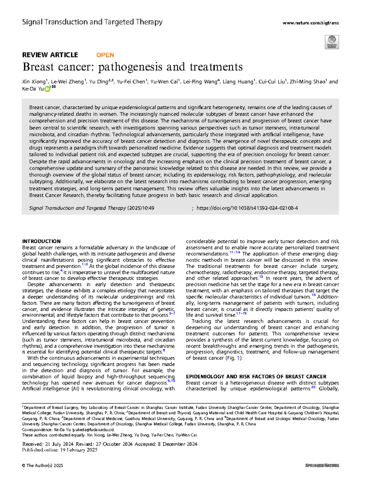Breast Cancer Pathogenesis and Treatments: A Comprehensive Review (2025 ...